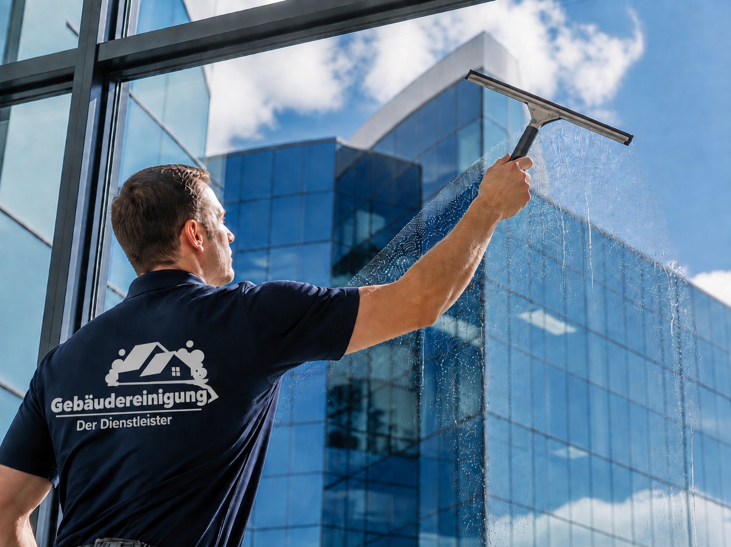 Mitarbeiter bei der Glasreinigung